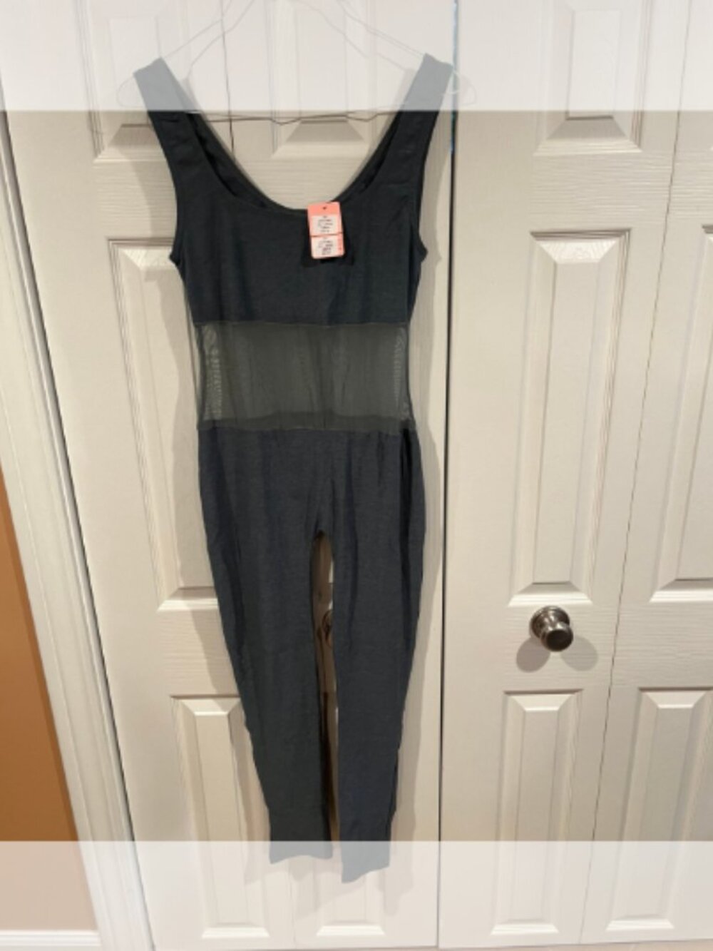 NWT DD Heather Grey Unitard Jumpsuit w/ Mesh Waist Panel - Size 2XL